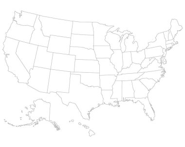 USA map. Very high accurate drawing. Alaska, Hawaii, USA. Vector eps10. clipart