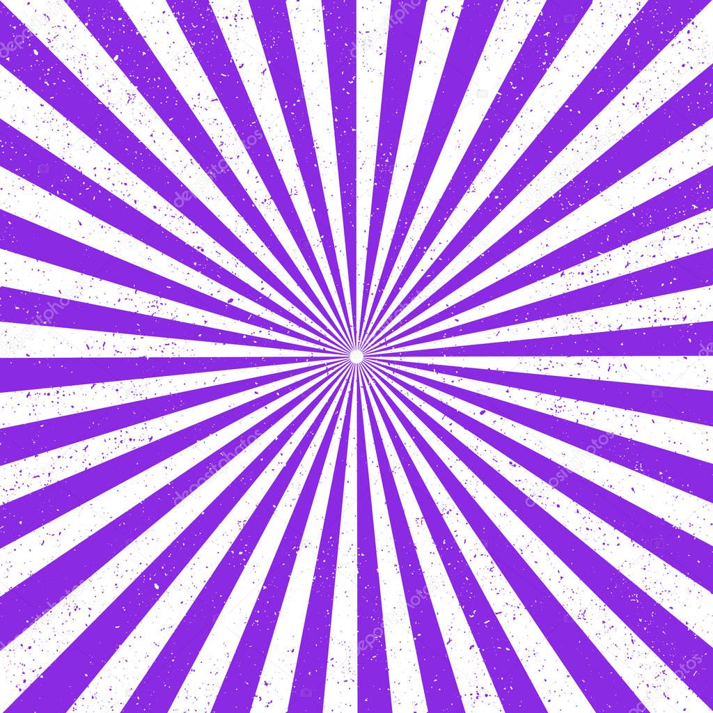 Backgrounds ray or abstract sun rays. Sun Sunburst Pattern. Vector illustration. Sun rays. Proton purple color. Old paper with stains.