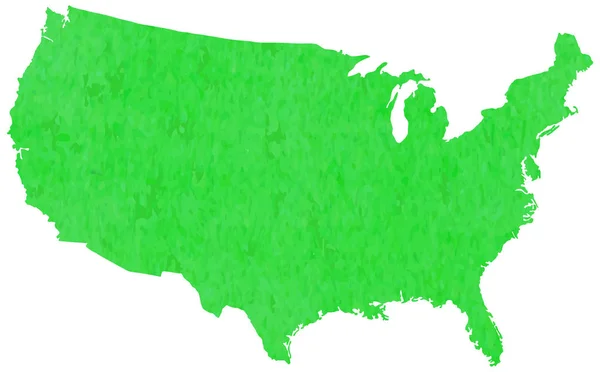 Colore aziendale nazionale USA, vettore mappa America. Acquerello verde degli Stati Uniti . — Vettoriale Stock