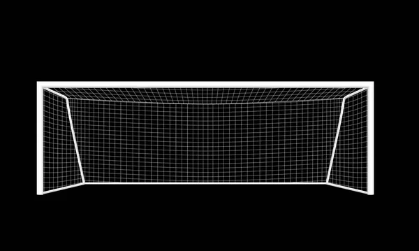 Beyaz renk, siyah arka plan üzerine izole bir beyaz kılavuz ile gerçekçi futbol amaç. Perspektif görünümü. Vektör eps10