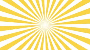 Sarı ve beyaz sunburst daire ve arka plan desen animasyon. Pop Art stil sarı arka plan hareket video 4 k geri