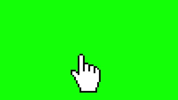 Icono del cursor que se mueve en la pantalla verde haga clic en la animación del gesto de la pantalla con el fondo de croma clave — Vídeos de Stock