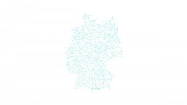 Germanydotted turuncu nokta ağ harita grafik 4 k hareket. Soyut Fransa Haritası ortadan kaybolması ve görünümü