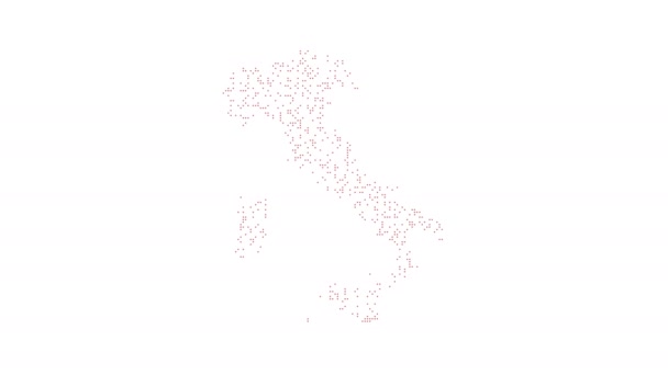 Itálie tečkované mapa sítě oranžový bod Motion grafika 4k. Vzhled a zmizení mapy abstraktní Itálie. — Stock video