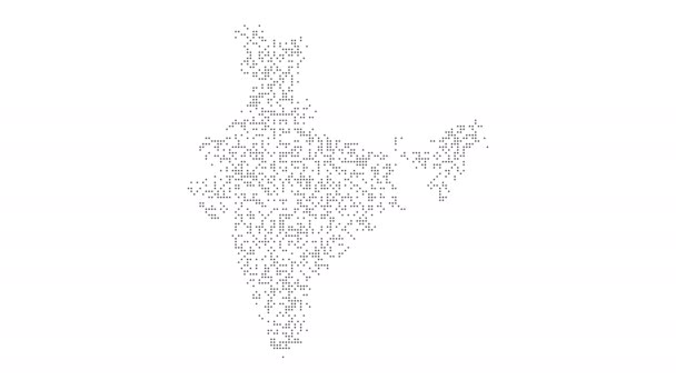 Hindistan harita turuncu nokta hareket grafik 4 k ağ noktalı. Soyut Hindistan Haritası ortadan kaybolması ve görünümü — Stok video