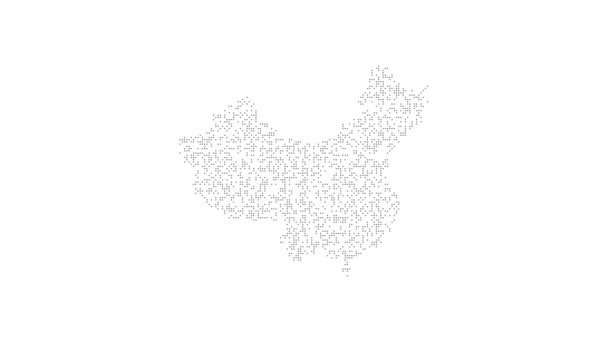 China punktierte Karte Vernetzung Punkt Bewegungsgrafik 4k. das Auftreten und Verschwinden der Landkarte des abstrakten Porzellans — Stockvideo