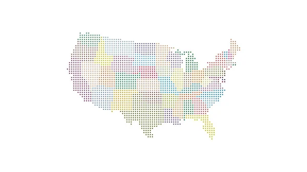 Mappa punteggiata degli Stati Uniti. Ogni stato è designato dal suo colore. Eppie vettori10 — Vettoriale Stock