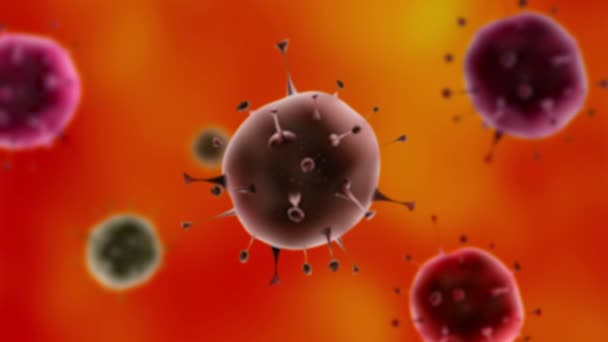 Realistiska flytta cellen, bakterier, Aids-viruset, cancer, hepatit, tuberkulos, etc. under Mikroskop. Du kan hitta denna illustration i min portfölj. — Stockvideo