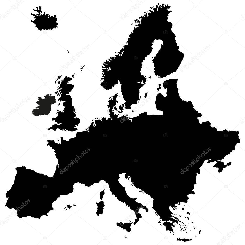 Black vector map of European Union. Very high detail. High and accurate drawing level