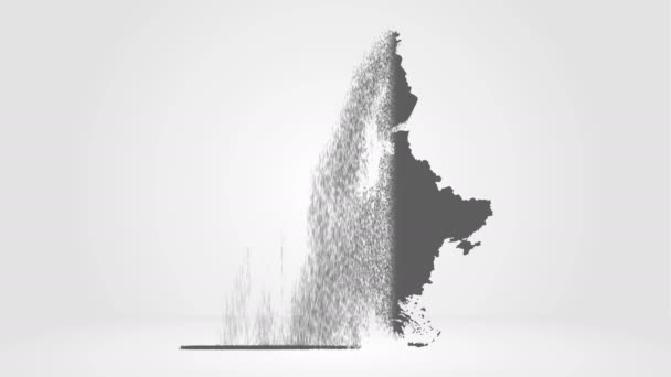 Mapa de Europa. 2d Representación, mapa europeo gris, desatascado en la arena, y creado a partir de las partículas. Concepto abstracto. Animación de vídeo 4K — Vídeo de stock