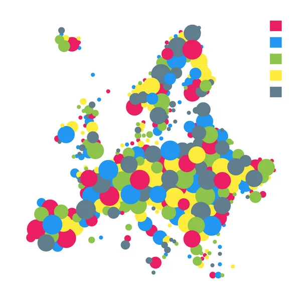 Europa abstrakter Hintergrund mit Punkt. Karte von Kreisen in verschiedenen Größen, mit farbigen Mustern Materialdesign. Vektor eps10 — Stockvektor