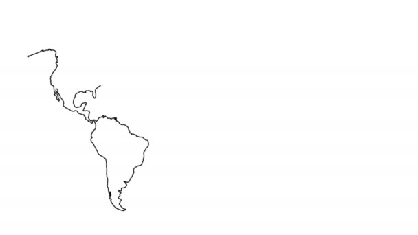 Gráfico de animación de pizarra blanca del mapa del mundo. Filmación, película, animación 2D, clip 4K vídeo movector — Vídeo de stock