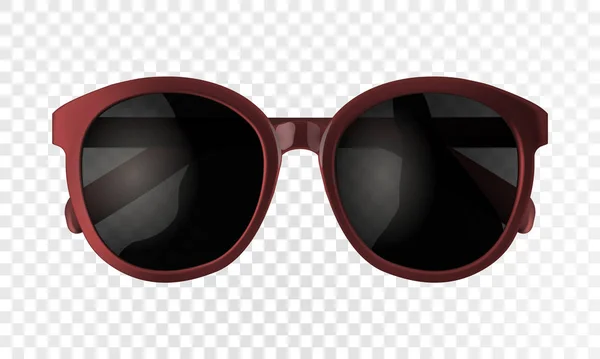 透明な背景に隔離された赤いサングラス。ファッション夏のアクセサリーでリアルなサングラスベクトルイラスト. — ストックベクタ
