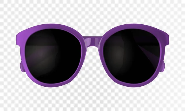 Gafas de sol púrpuras aisladas sobre fondo transparente. Gafas de sol realistas vector ilustración con accesorio de verano de moda — Archivo Imágenes Vectoriales