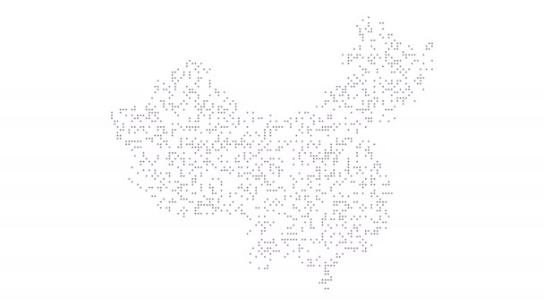 중국 점선지도 네트워킹 도트 모션 그래픽 4k. 추상적 인 중국의지도의 모양과 실종 — 비디오