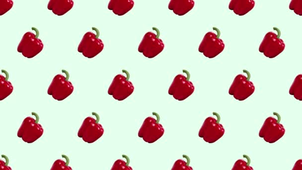 Verschiedene frische Gemüsesorten verändern sich auf farbigem Hintergrund rapide. 4k Loop Animation Videoclip Film — Stockvideo