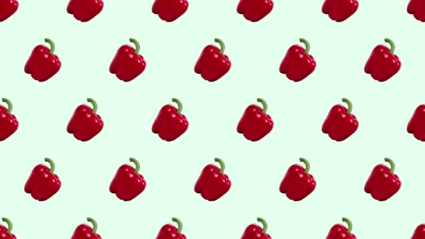 Différents légumes frais changent rapidement sur des fonds colorés. Film vidéo d'animation en boucle 4K — Video