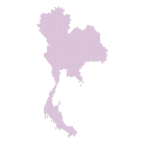 Mappa punteggiata vettoriale della Thailandia isolata su sfondo bianco. Illustrazione vettoriale di viaggio. Colore aziendale nazionale del paese — Vettoriale Stock