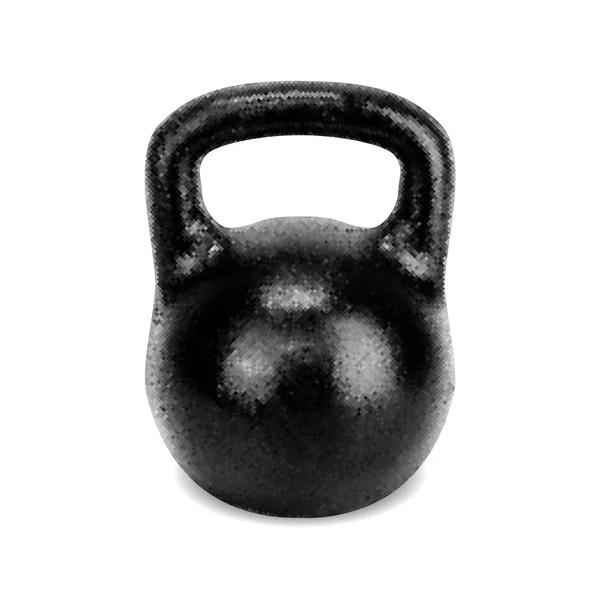 Vector realistic polygonal black kettlebell isolated on white background. — Stock Vector