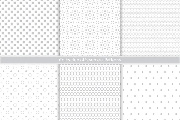 Einfache punktierte Muster gesetzt. nahtlose Vektor-Sammlung. sanft zarte leichte Textur. — Stockvektor
