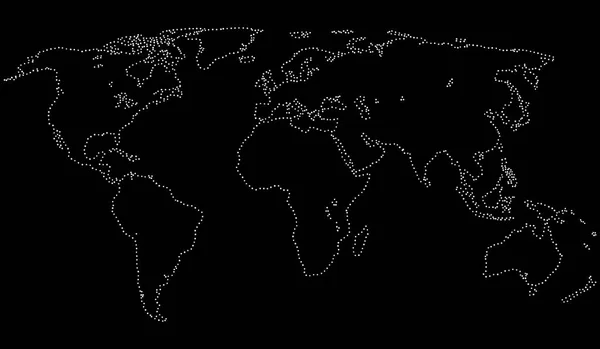 Esboço Mapa do mundo dos pontos brancos sobre fundo preto. Vetor eps10 — Vetor de Stock