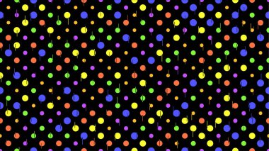 Siyah, pürüzsüz doku. Vektör arkaplanı. Sevimli neşeli daireler ve renkli çizgiler..