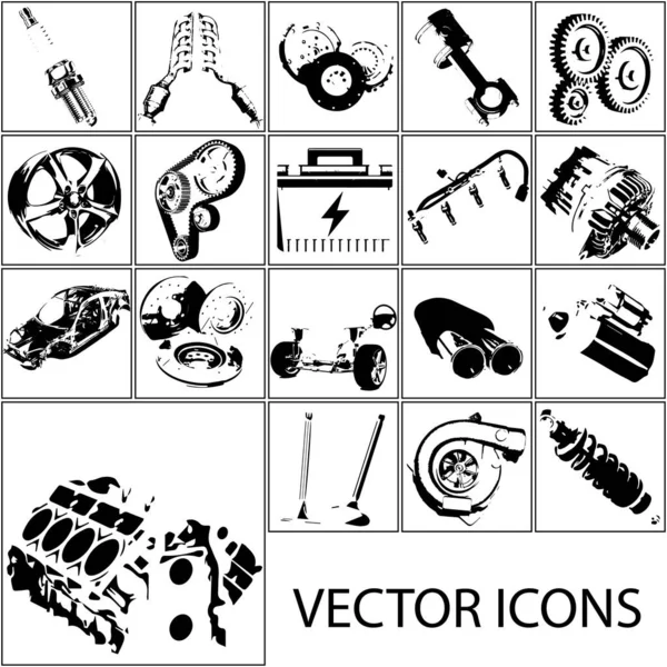 Ícones definir auto peças. Esboço vetorial — Vetor de Stock