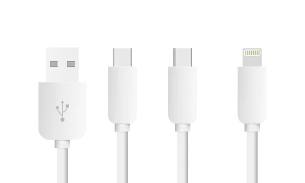 Usbケーブルのセット Lightning Mini Usb Micro UsbおよびUsbタイプCインタフェース — ストックベクタ