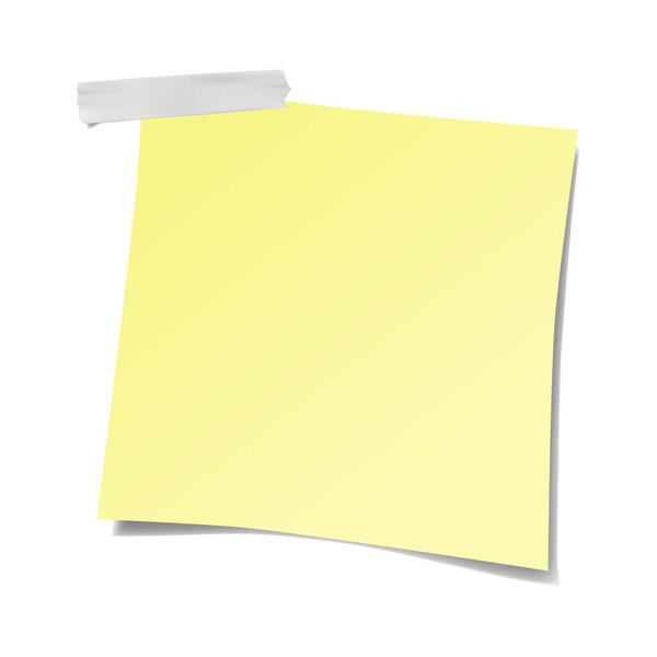 Realistic yellow sticky note isolated with real shadow on white background