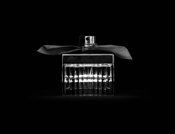 Frasco Perfume Preto Branco Vidro Bonito — Fotografia de Stock