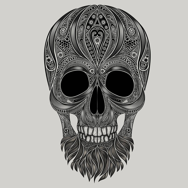 Abstract vector human skull with beard