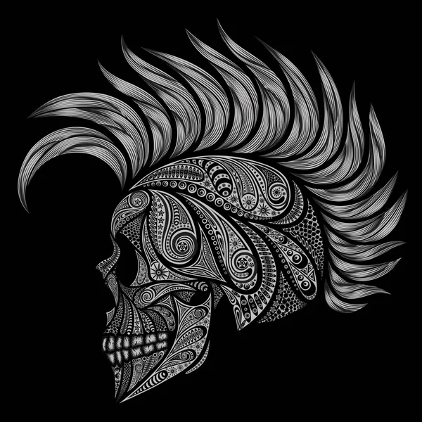 Abstract Human Skull Mohawk Punks Dead — Stock Vector