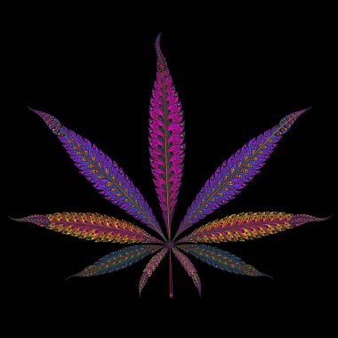 Esrar. Renk vektör marihuana yaprağı desen