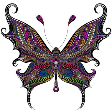 Güzel renk vektör kelebek çiçek yaptı