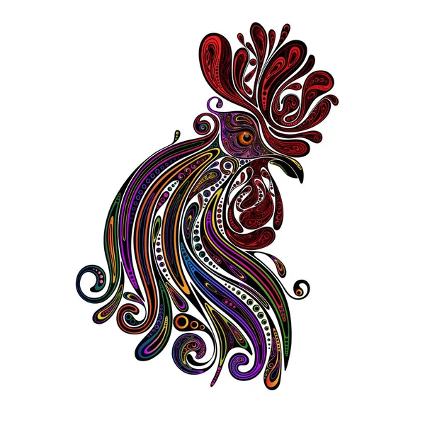 Coq Vecteur Abstrait Avec Crête Rouge — Image vectorielle