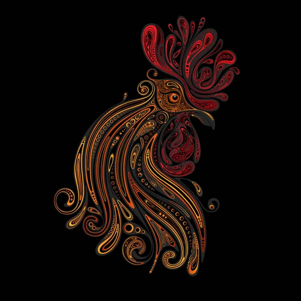 Coq Beaux Motifs Vectoriels Sur Fond Noir — Image vectorielle