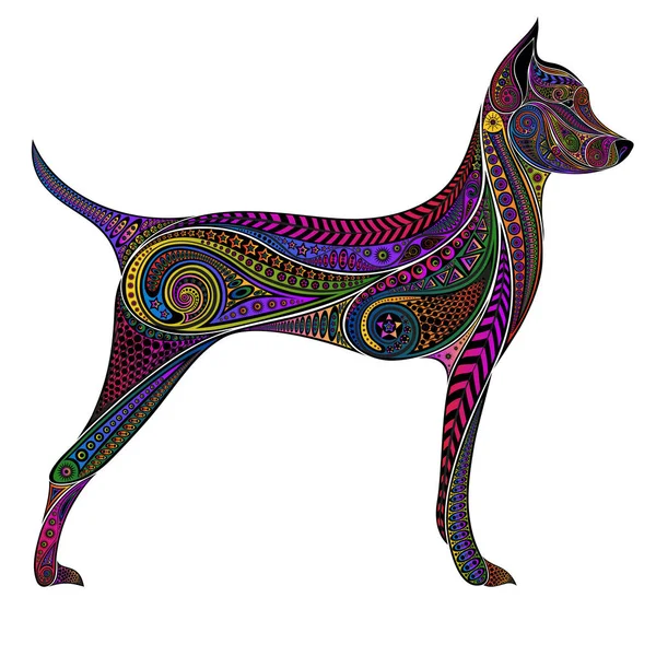 Symbool 2018 Feestelijke Gekleurde Hond Uit Abstracte Patronen — Stockvector