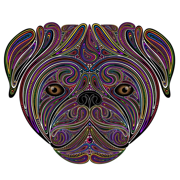 Color Vector Bulldog Beautiful Patterns — Stock Vector