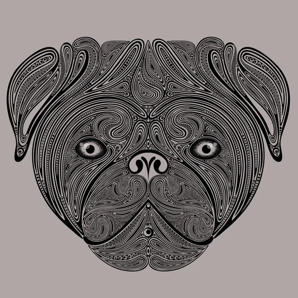 Bulldog Sílhueta Vetor Cão Feito Flores — Vetor de Stock