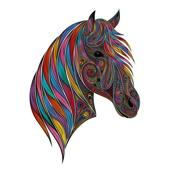 Цветной Векторный Конь Красивых Узоров — стоковый вектор