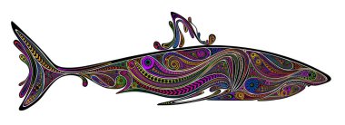 Renkli desen model siluet köpekbalıkları vektör