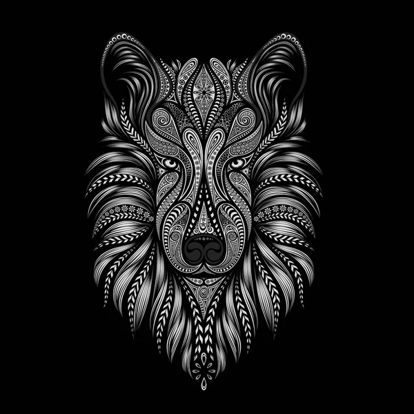 Διάνυσμα Λύκος Σιλουέτα Ενός Σκύλου Από Σχέδια Μαύρο Φόντο — Διανυσματικό Αρχείο