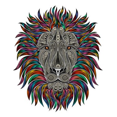 Maske. Desen renk yele ile vektör aslan