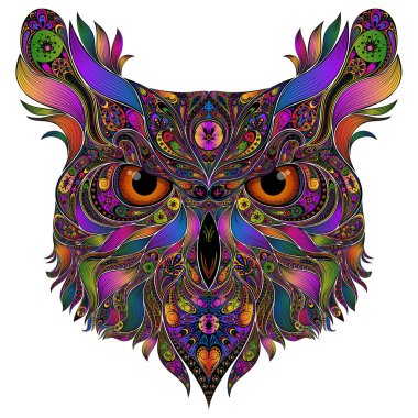 Renk vektör baykuş soyut desenler üzerinden