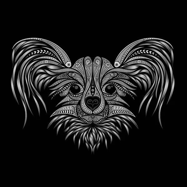 黒の背景に抽象的なパターンからベクトル犬のシルエット — ストックベクタ