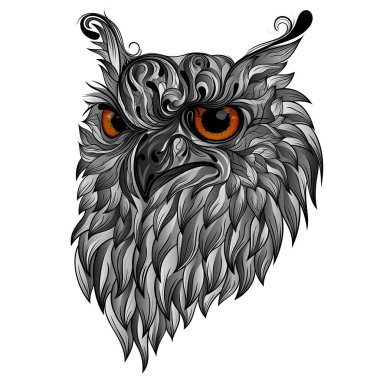 Güzel gri vektör baykuş desen üzerinden