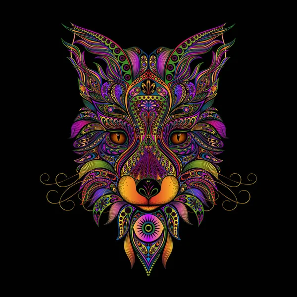 Siyah bir arka plan desen renk vektör fox