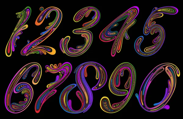 Kalıpları karanlık bir arka plan üzerinde renkli sayılar kümesi