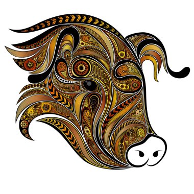 Sarı domuz desen. Çin yeni yıl 2019 sembolü