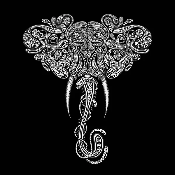 Vintage Elephant Patterns Addition Runic Symbols — Stock Vector